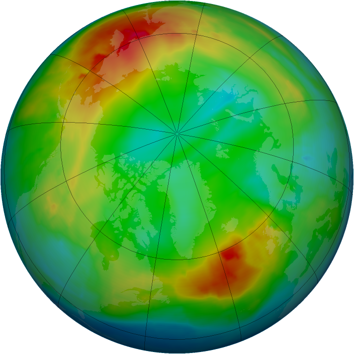Arctic ozone map for 03 January 2014